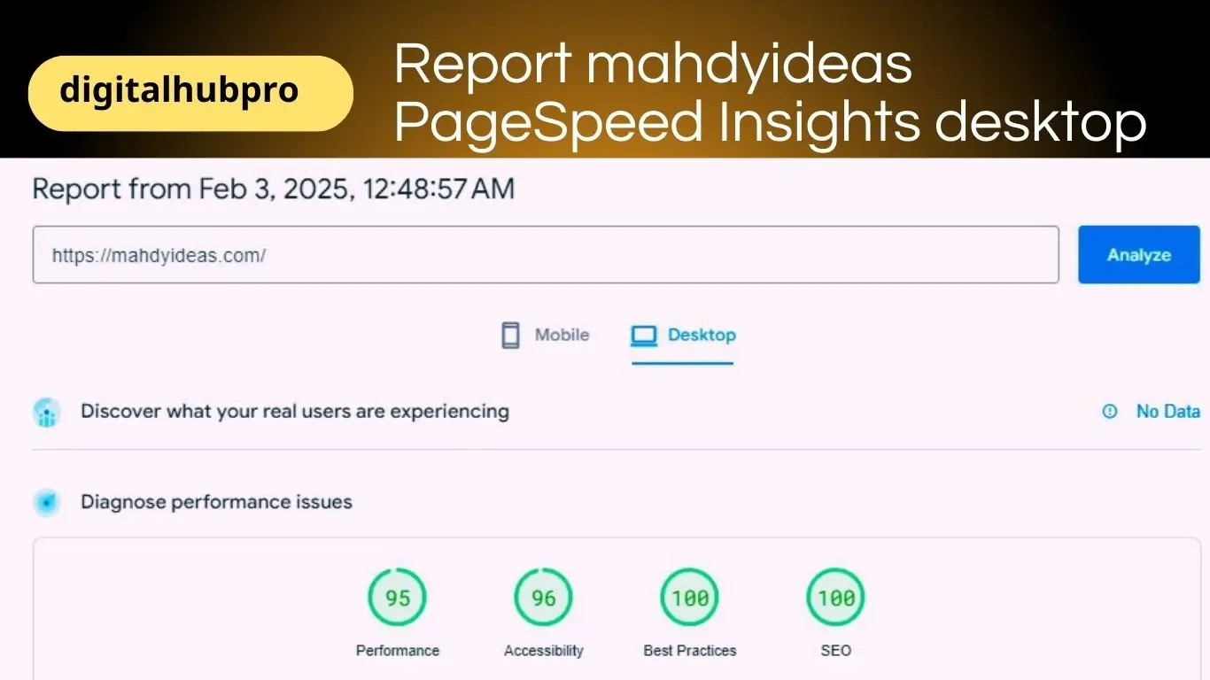 أهمية تحسين محركات البحث التقنية (Technical SEO)2025 2 Report PageSpeed Insights desktop