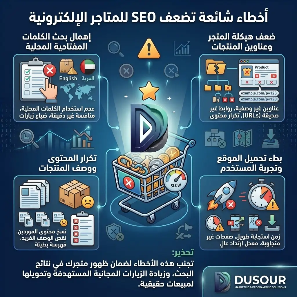 أخطاء شائعة تضعف SEO للمتاجر