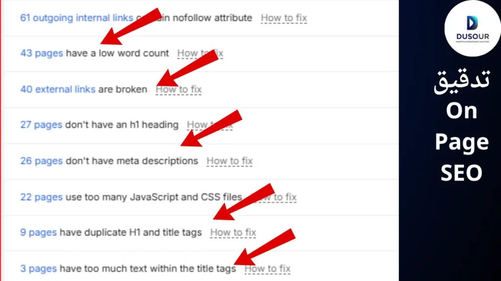 تدقيق On Page SEO