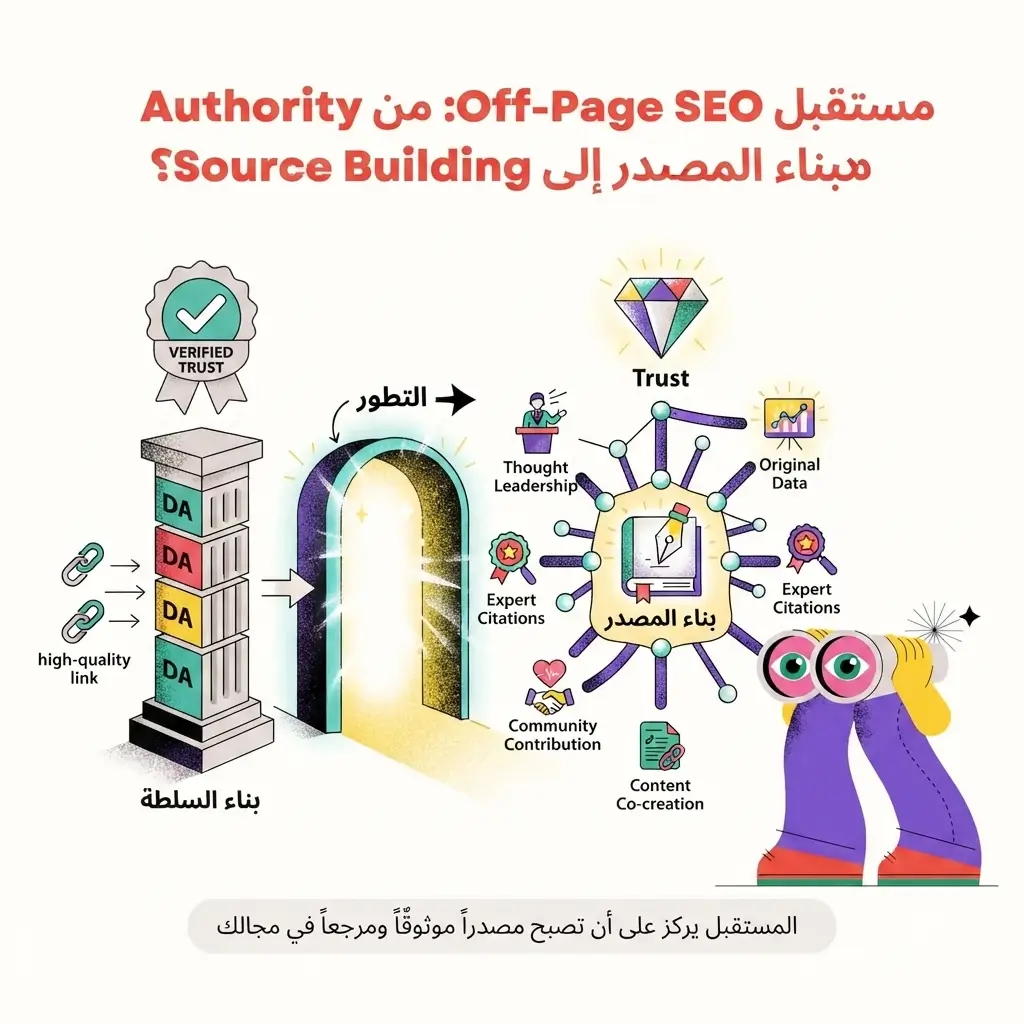 Off-Page SEO: كيف تبني سلطة رقمية تجعل Google وAI يثقون بموقعك؟ | 2026 مستقبل Off Page SEO من Authority Building إلى Source Building