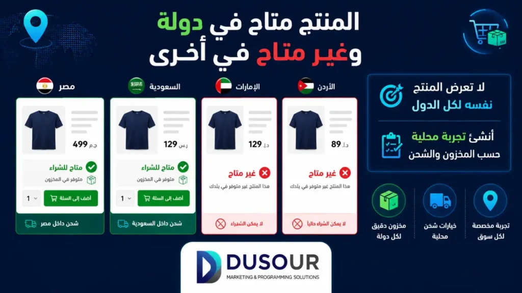 SEO للمتاجر متعددة الدول | بناء صفحات أسواق فعالة وتحسين الظهور العالمي | 2026 المنتج متاح في دولة وغير متاح في أخرى كيف تعالج ذلك في SEO؟