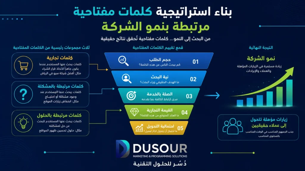 SEO للشركات: كيف تحول البحث العضوي إلى مصدر مستمر للعملاء؟ | 2026 بناء استراتيجية كلمات مفتاحية مرتبطة بنمو الشركة