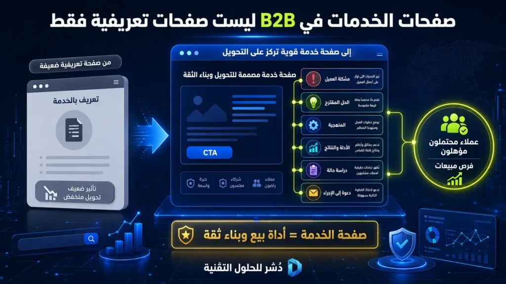 عناصر صفحة الخدمة B2B الفعّالة لتحويل الزيارات إلى عملاء محتملين