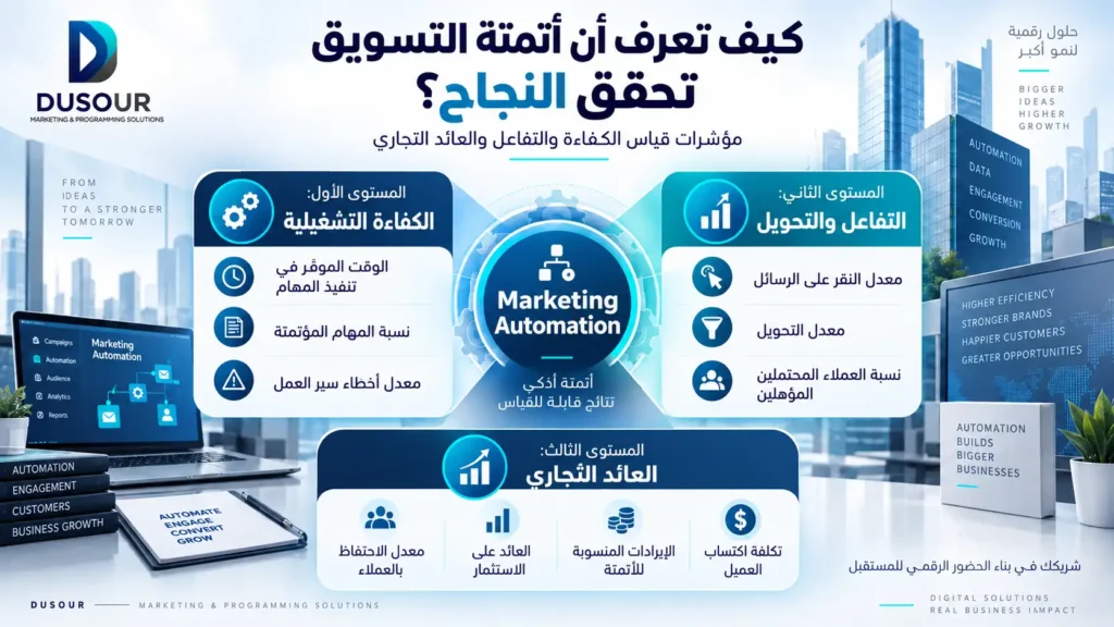 إنفوجرافيك يوضح مؤشرات نجاح أتمتة التسويق