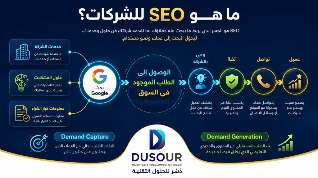 SEO للشركات: كيف تحول البحث العضوي إلى مصدر مستمر للعملاء؟ | 2026 ما هو SEO للشركات؟ جذب العملاء من محركات البحث