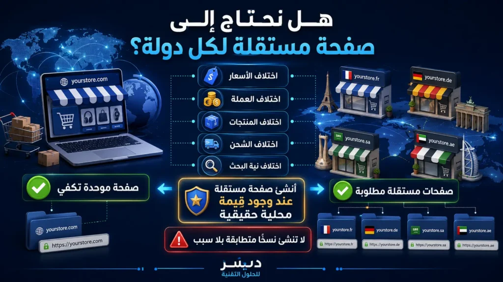 SEO للمتاجر متعددة الدول | بناء صفحات أسواق فعالة وتحسين الظهور العالمي | 2026 هل تحتاج إلى صفحة مستقلة لكل دولة في متجرك؟