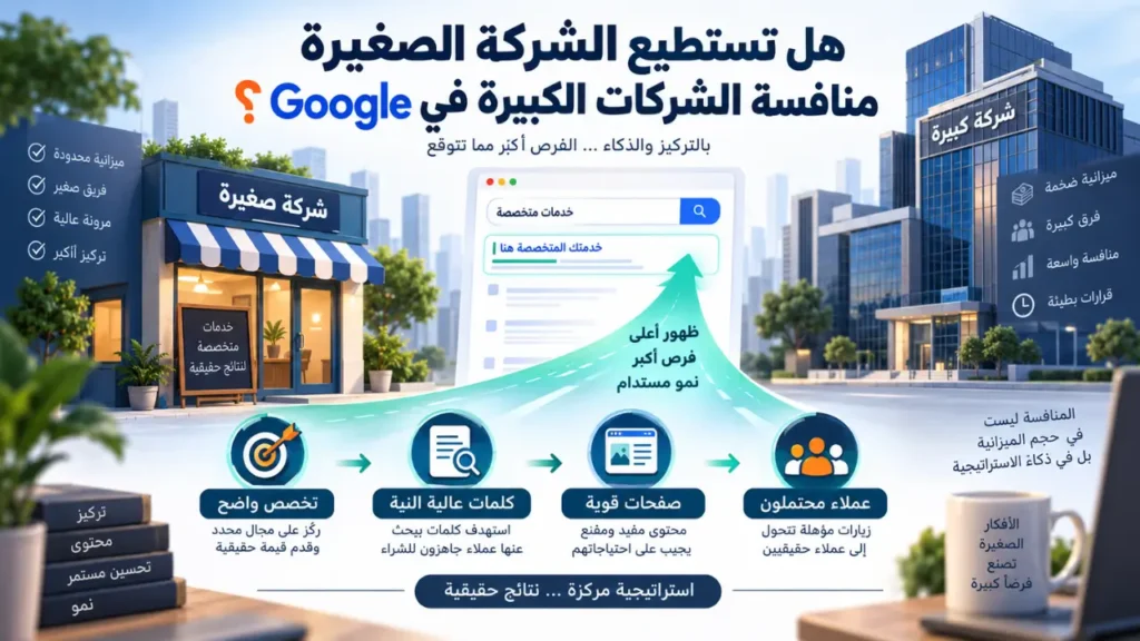 هل تستطيع الشركة الصغيرة منافسة الشركات الكبيرة في Google؟